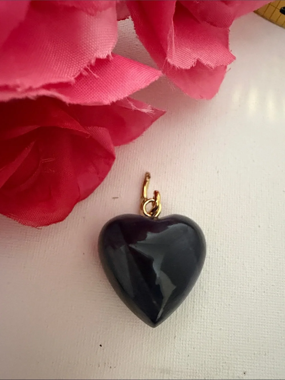 Roxanne Assoulin Semiprecious Sodalite Heart Pendant with Gold Bail. NEW